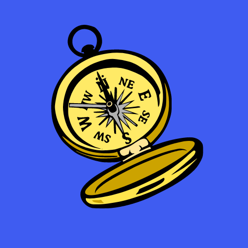 An image of a gold and black compass
