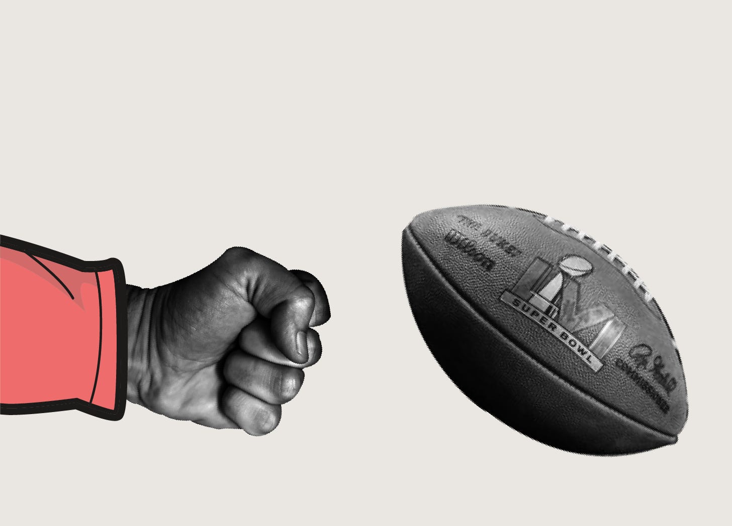 Image of fist punching a football