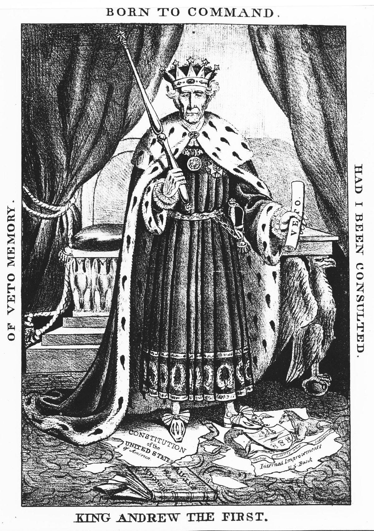 Archivo:King Andrew the First (political cartoon of President Andrew Jackson).jpg  - Wikipedia, la enciclopedia libre