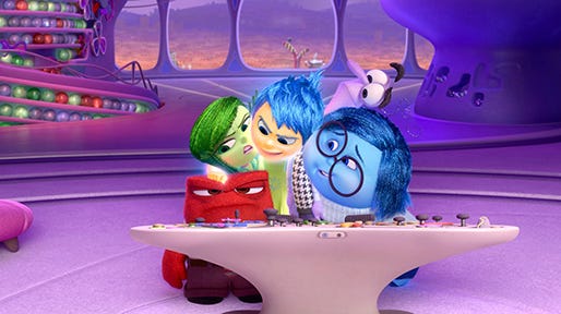 Anger (Lewis Black), Disgust (Mindy Kaling), Joy (Amy Poehler), Fear (Bill Hader) and Sadness (Phyllis Smith) are the emotions driving the mind of a young girl named Riley in "Inside Out," a 2015 Pixar film.