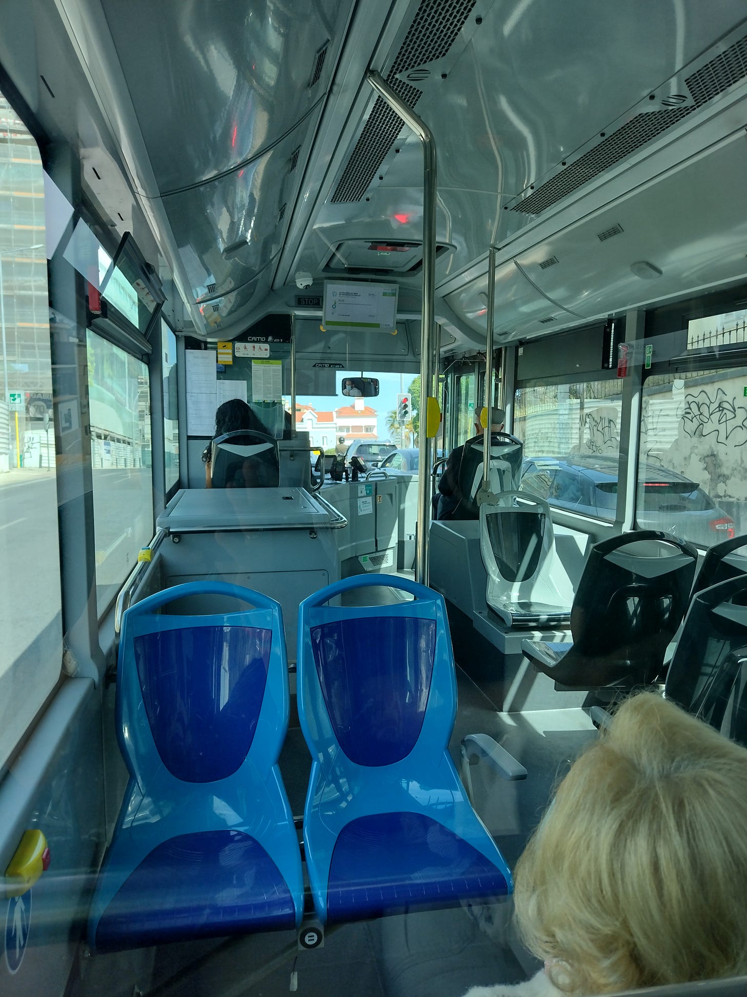 Inside a bus.
