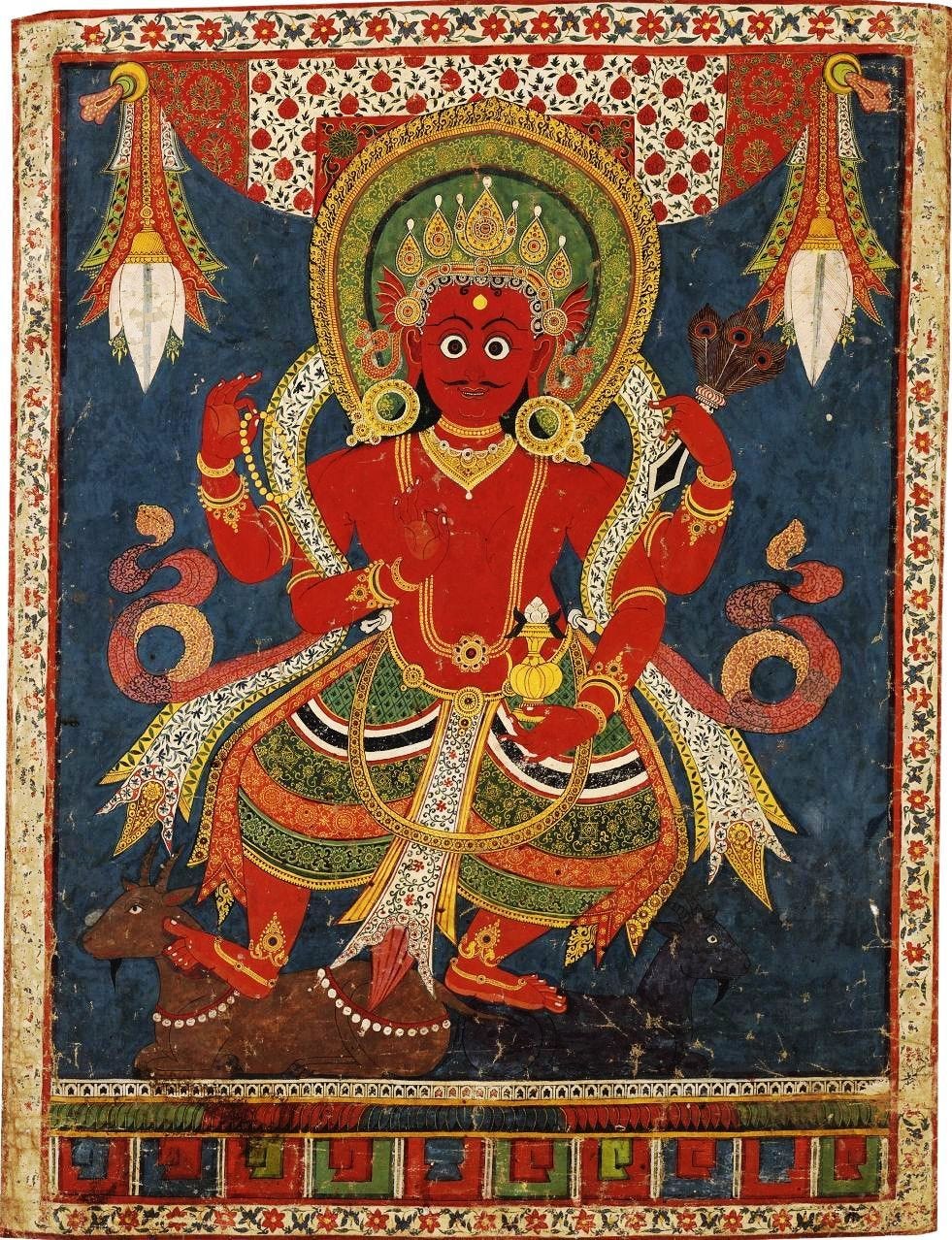 Hindu Cosmos — Fire God Agni A double-sided paubha depicting...