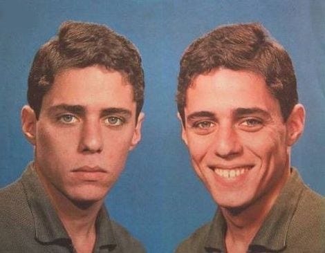 capa de um disco do Chico Buarque que virou meme, onde tem uma foto dele triste e outra sorrindo, lado a lado