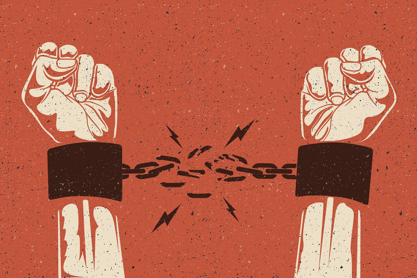 Human hands break the chain. | Hand illustration, Protest art, Illustration