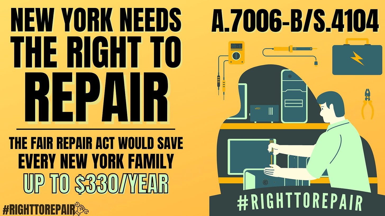 An online ad circulated by the Reverse Logistics Association supporting New York’s Fair Repair Act.
