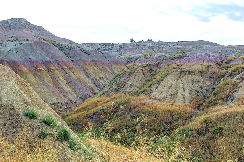 Rainbow-colored rocks of the South Dakota Badlands After Recent Rain