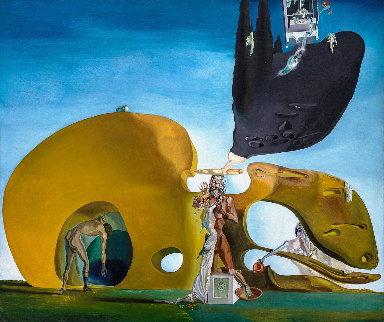 Salvador Dalí, Birth of Liquid Desires, 1931–32. Oil and collage on canvas, 37 7/8 x 44 1/4 inches (96.1 x 112.3 cm)