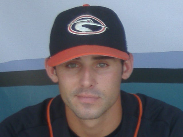 The poker face of Delmarva Shorebirds infielder Todd Davison.