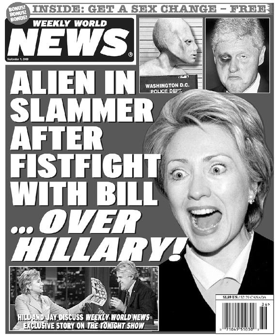 Bat Boy, Hillary Clinton's Alien Baby, and a Tabloid's Glorious Legacy -  The Atlantic