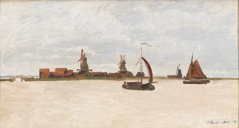 De verdachten van de mislukte kunstroof op het Zaans Museum hadden het voorzien op het schilderij De Voorzaan en de Westerhem van Claude Monet. Beeld Collectie Zaans Museum