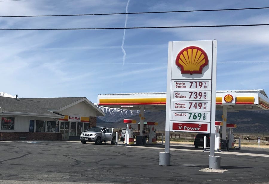 This Shell station in Bridgeport, Calif., was the most expensive gas a USA Today reporter could find in Mono County on May 12, 2022.