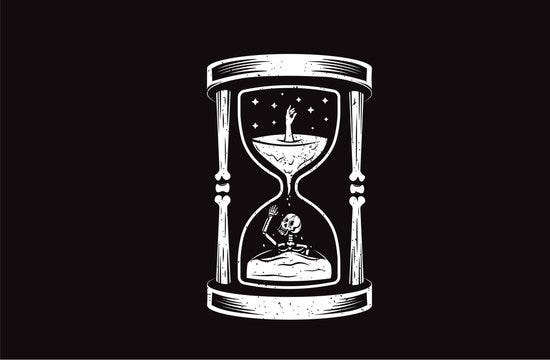 Death Hourglass illustration with skull. Stock Vector | Adobe Stock
