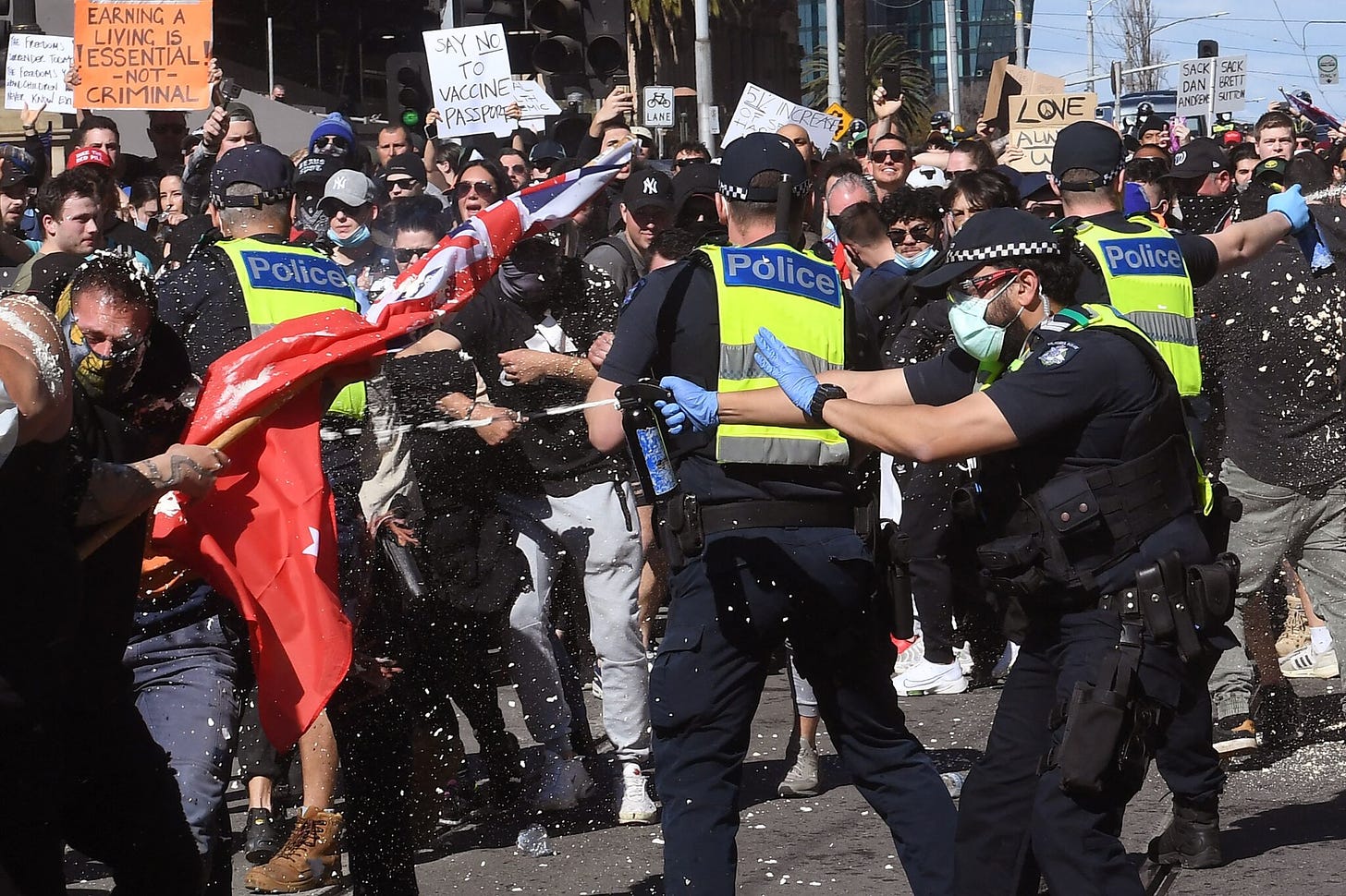 Protests Against Covid Restrictions Turn Violent in Melbourne, Australia -  The New York Times