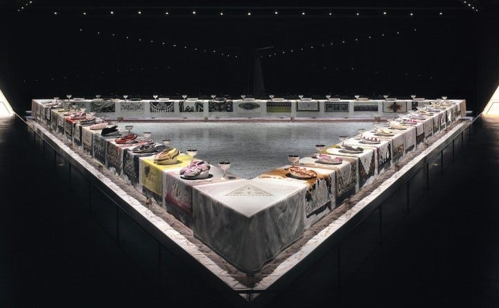 Judy Chicago, "The Dinner Party" (1979), collection of the Brooklyn Museum, gift of the Elizabeth A Sackler Foundation (© Judy Chicago / Artists Rights Society (ARS), New York; photo © Donald Woodman/ARS NY)