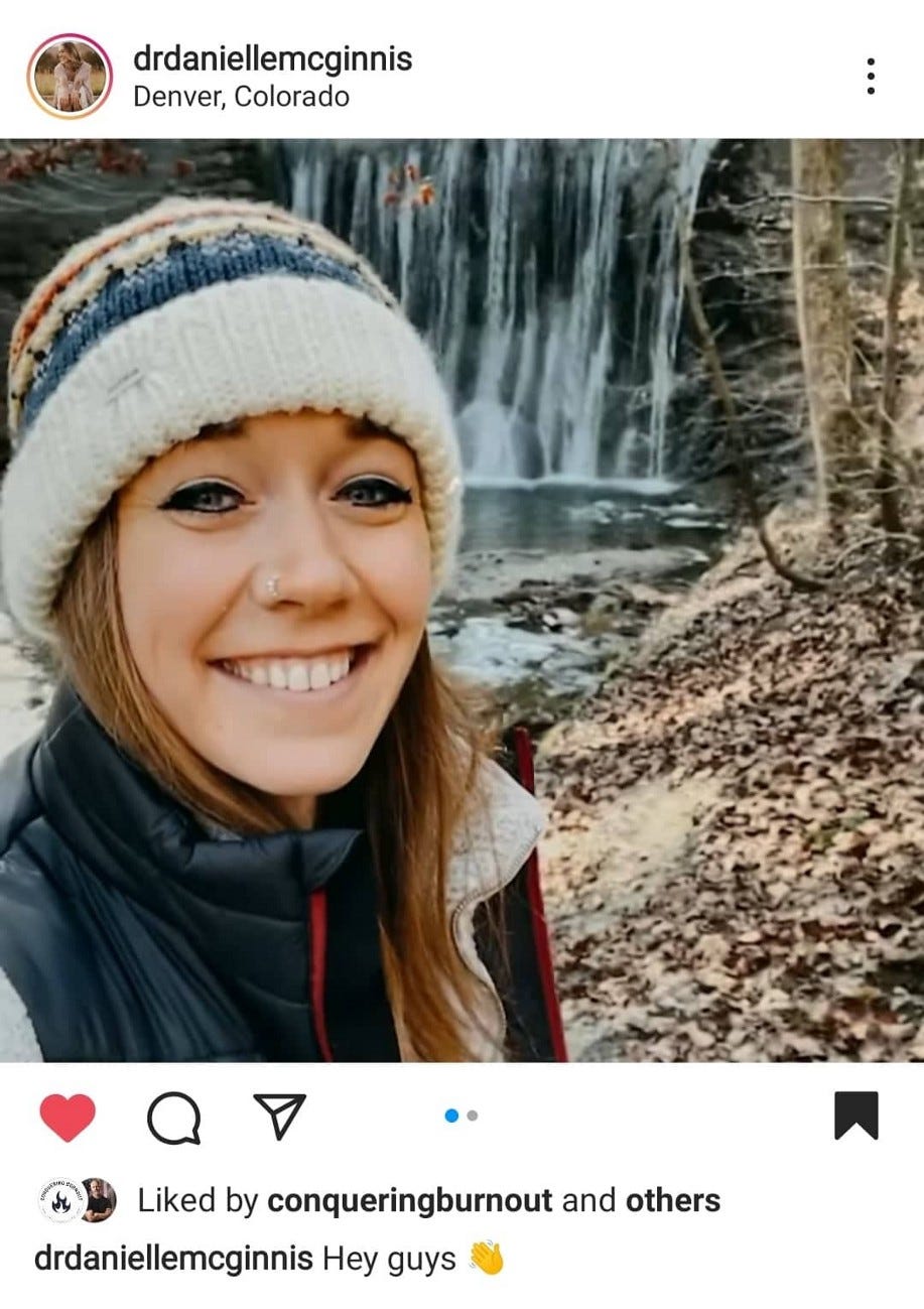 Screenshoot of Dr. Danielle McGinnis’ post on Instagram.