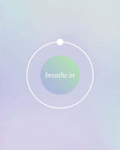 A gif illustrating an exercise to breathe in for 5 seconds, hold for 5 seconds, and breathe out for 5 seconds.