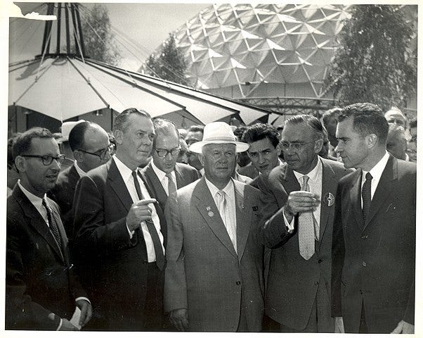 Nikita Khrushchev and Richard Nixon at the 1959 US National Exhibition in Mosco