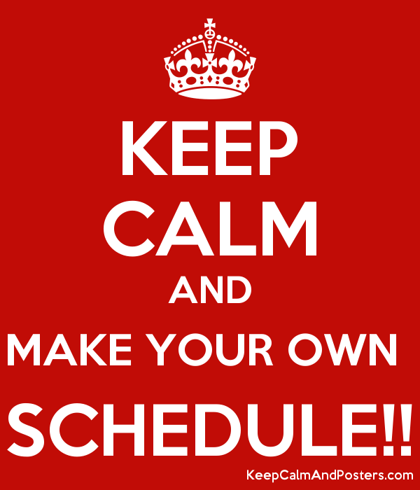 KEEP CALM AND MAKE YOUR OWN SCHEDULE!! - Keep Calm and Posters Generator,  Maker For Free - KeepCalmAndPosters.com