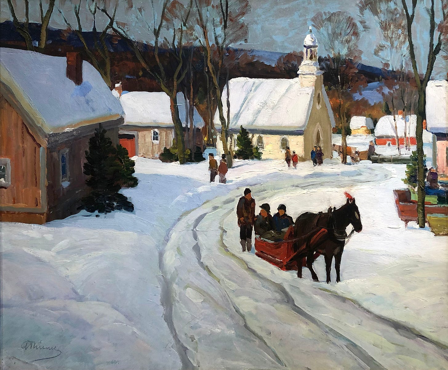 A horse drawn carriage on a snowy road

Description automatically generated with low confidence