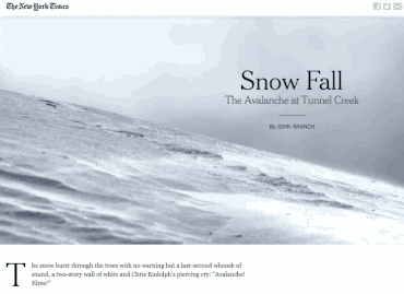 Imagen de la portada del especial Snow Fall en The New York Times