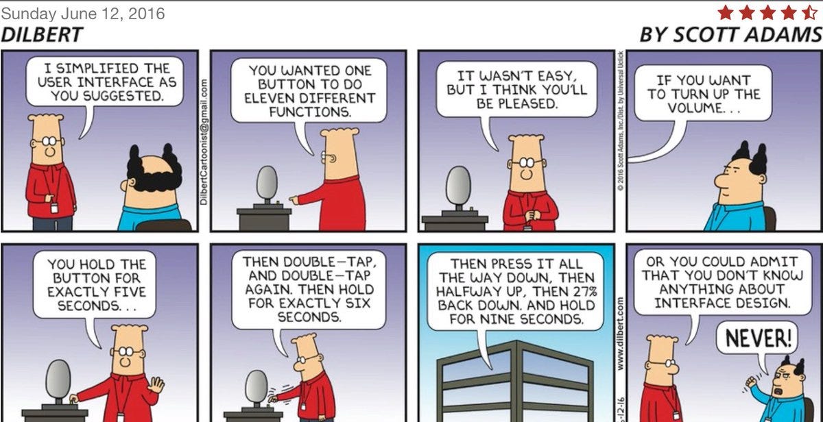 User interface simplification comic companylife Dilbert ...