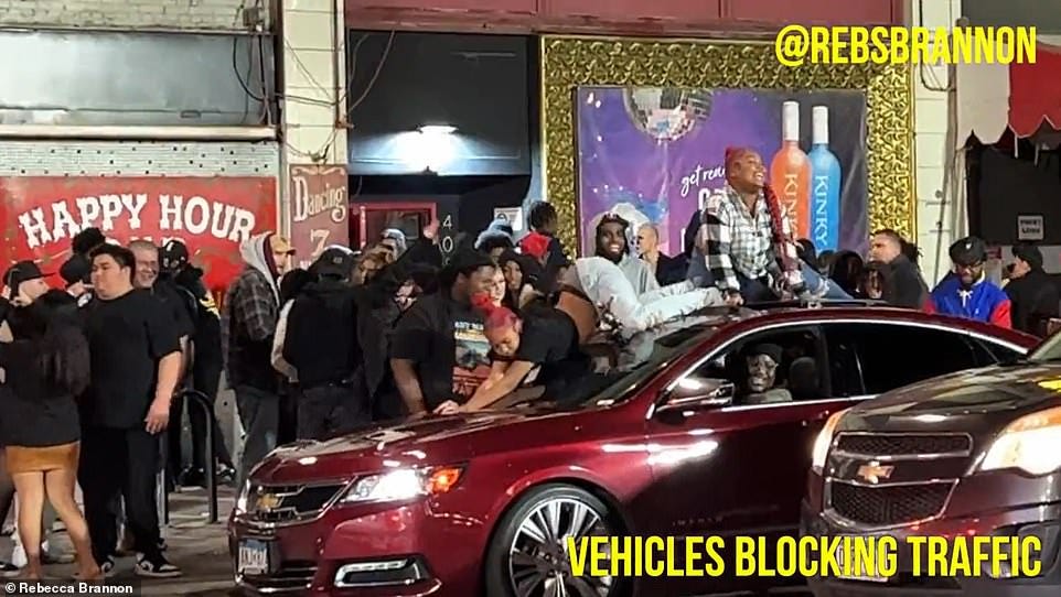 Women were also filmed twerking on top of cars that blocked traffic outside the club