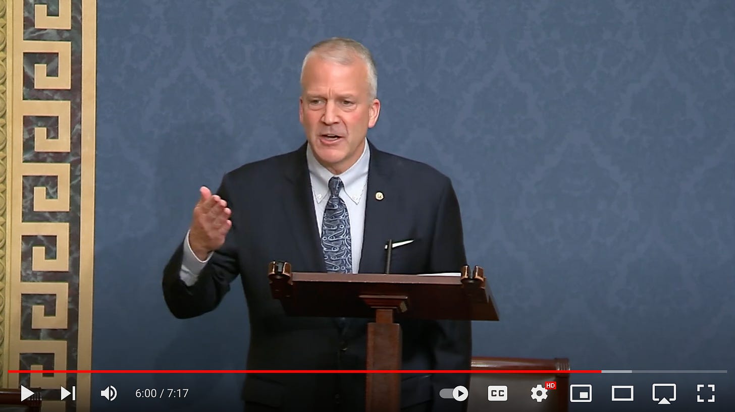 Senator Dan Sullivan speaks on the floor of the U.S. Senate.