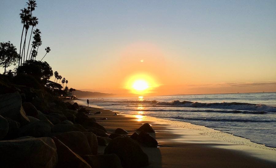 Sunrise on Santa Barbara beach