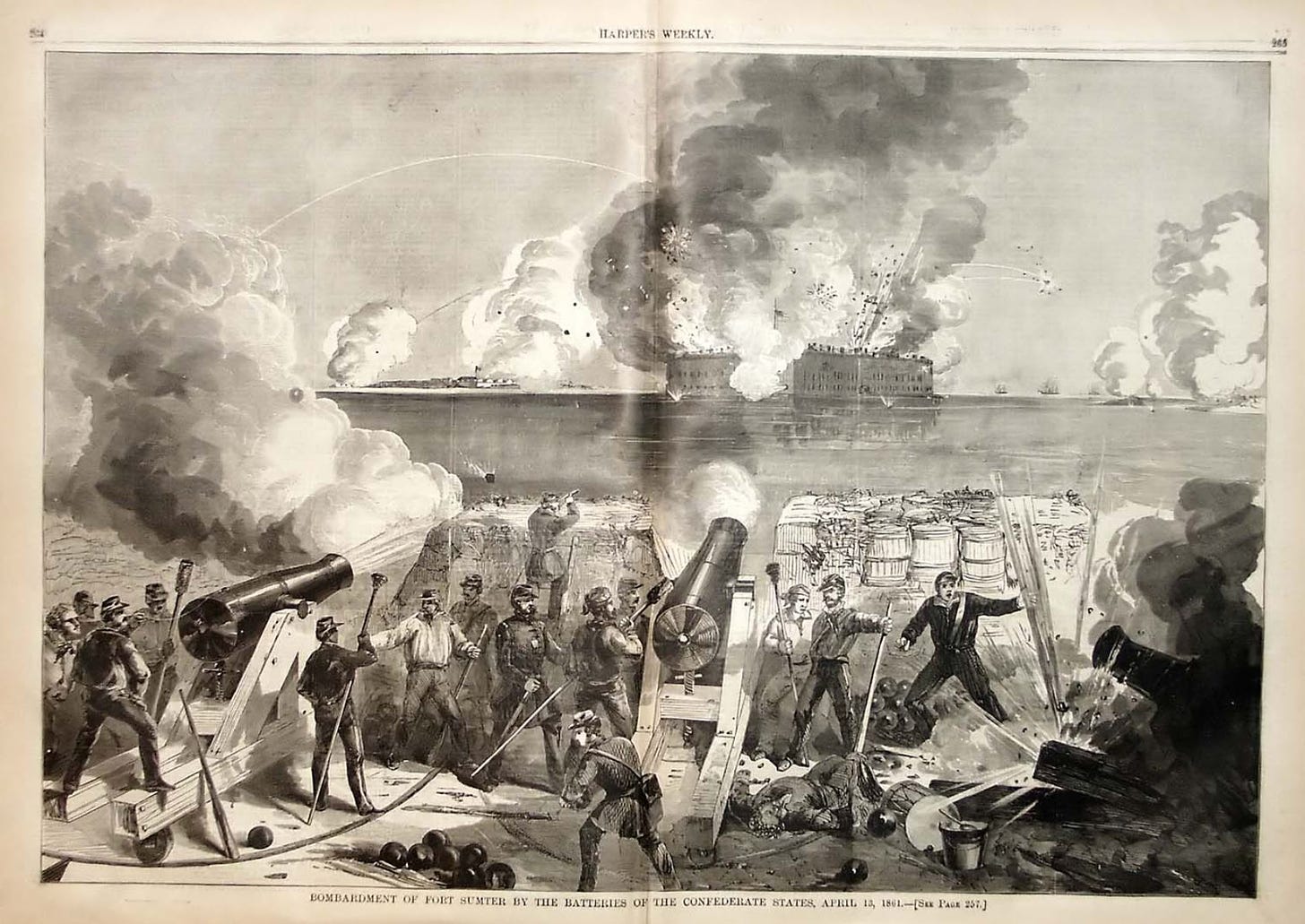 "Bombardment of Fort Sumter by the Batteries of the Confederate States, April 12, 1861 (Harpers Weekly print)