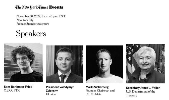 Sam Bankman-Fried Listed As Speaker At Live Event Hosted By New York Times,  Along With President Zelensky, Janet Yellen, And Mark Zuckerberg | Evie  Magazine