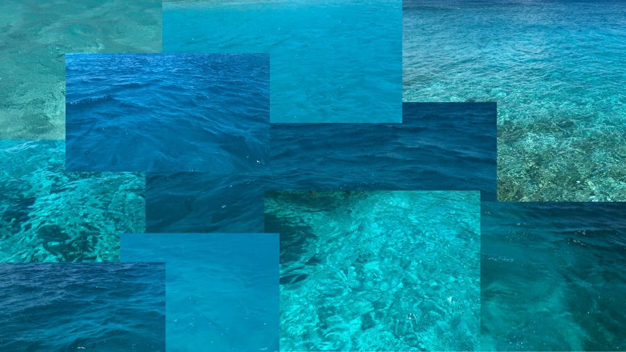 Montage of several of my photographs of the waters of the Exumas