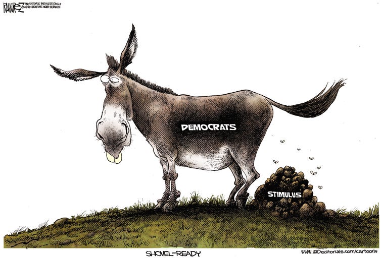 This political cartoon by Michael Ramirez pretty much sums up what a lot of America thinks about the so-called 'stimulus' package.