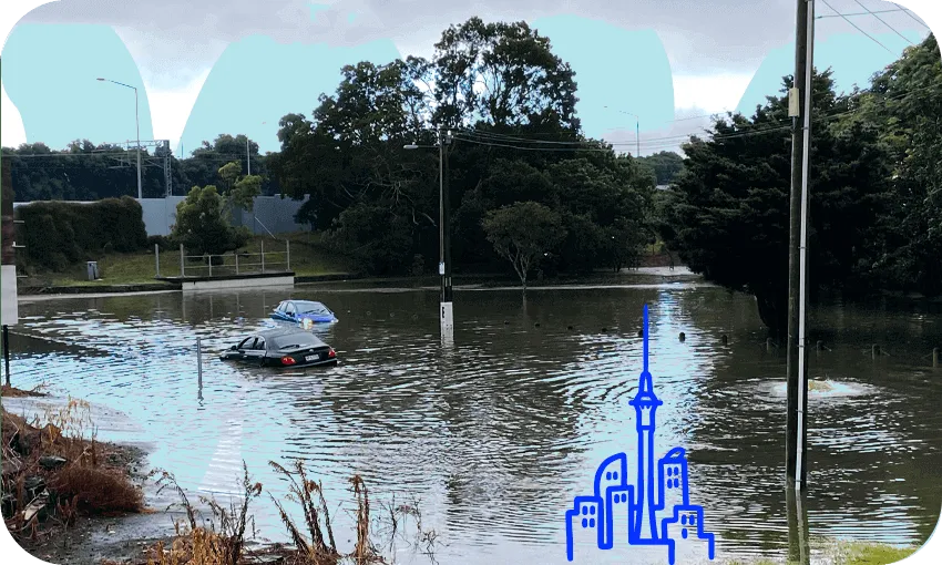 Cars underwater in Ellerslie, March 2022 (Photo : Stewart Sowman-Lund/Tina Tiller) 
