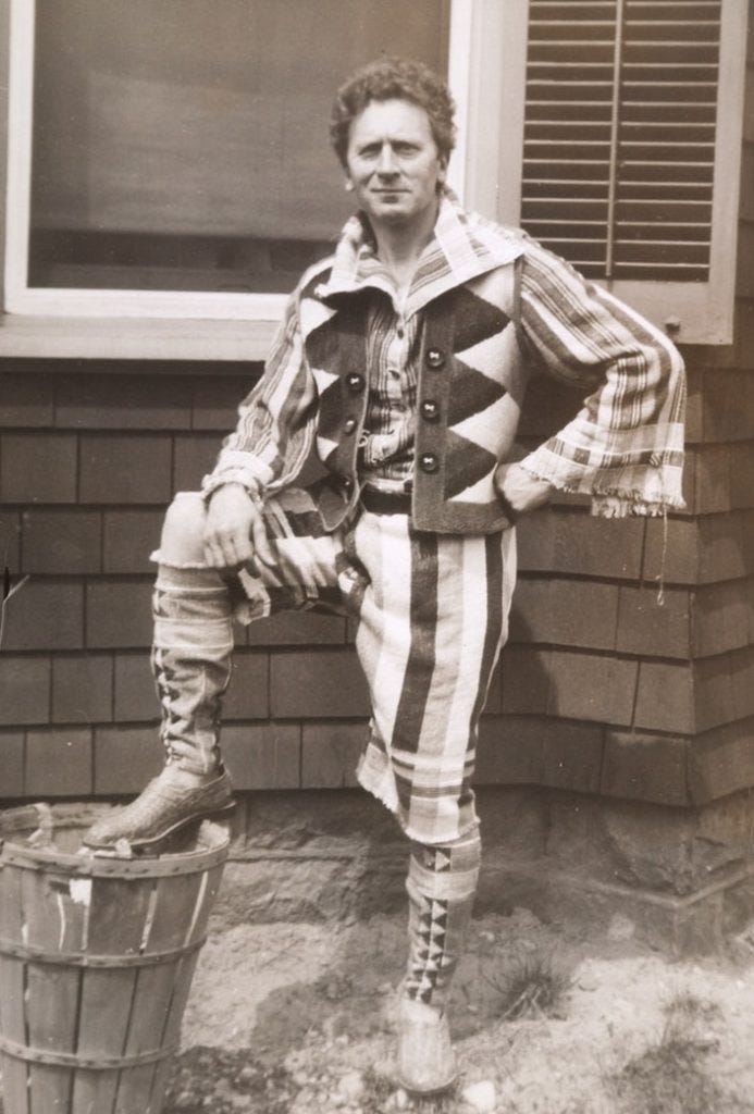 Grainger in a self-designed outfit made of bath towels