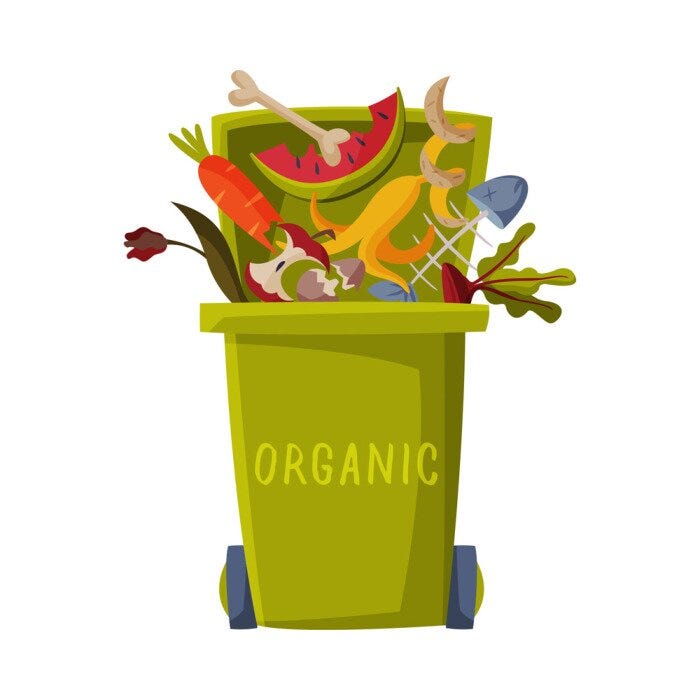 Waste sorting, green trash can with sorted organic garbage, segregation •  wall stickers organisation, information, service | myloview.com
