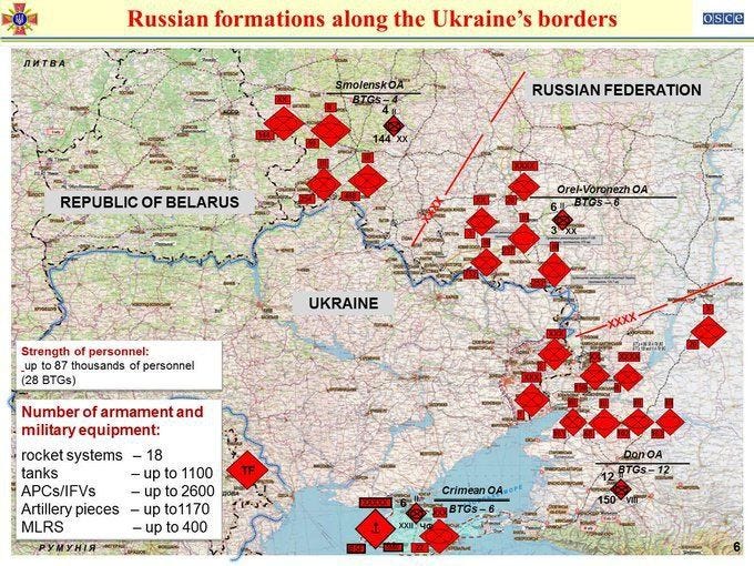 Map of Russian military formations along the Ukrainian border : r/MapPorn