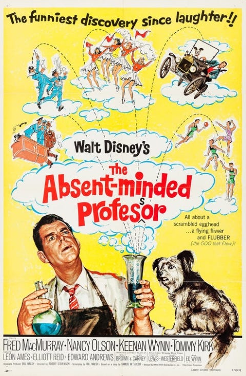 Original theatrical release poster for Walt Disney's The Absent-Minded Professor