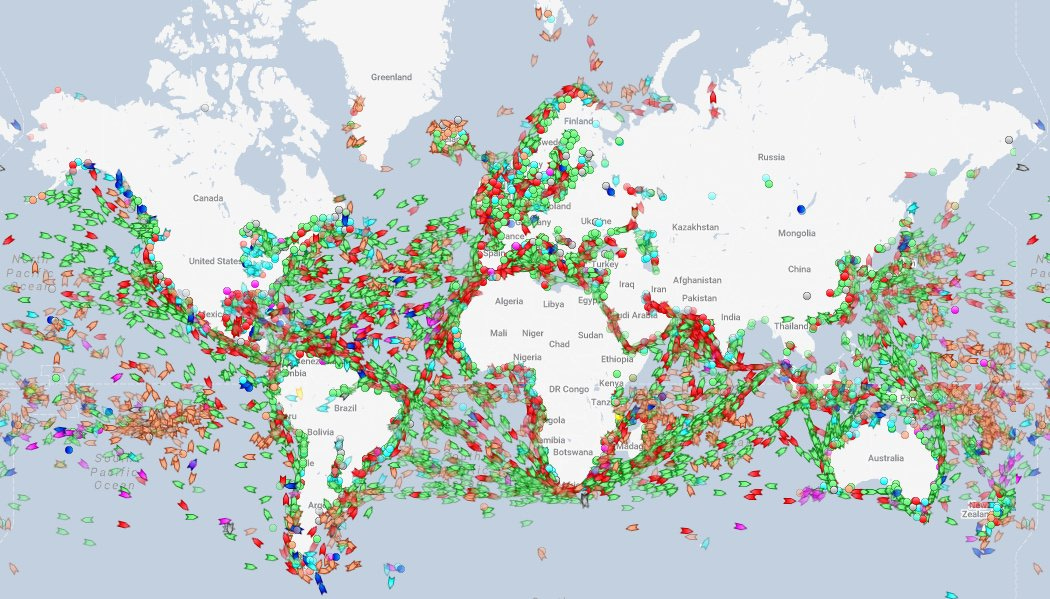 Map of global shipping routes
