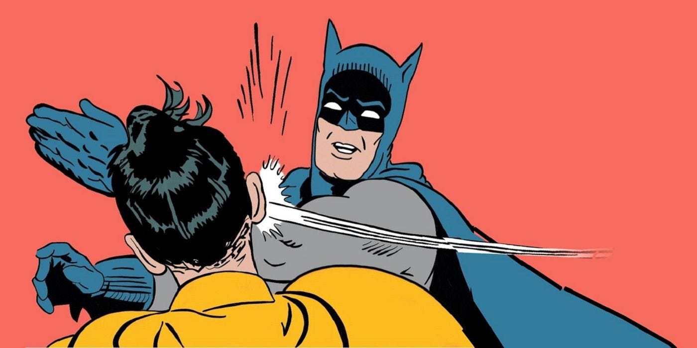 Batman slaps Robin