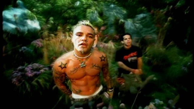 Two members of the early 2000s band Crazy Town are seen in the video for their explicably popular song "Butterfly"