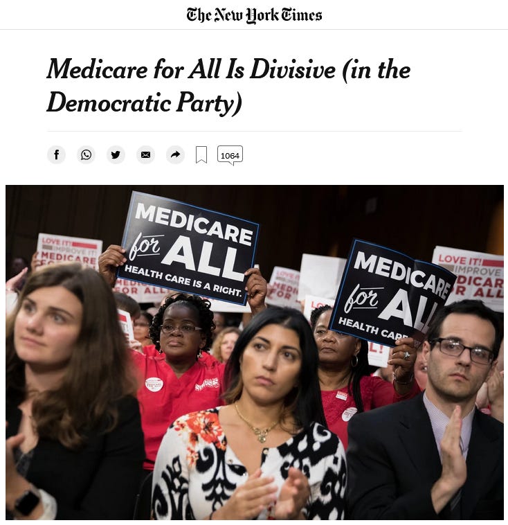 NYT: Medicare for All Is Divisive (in the Democratic Party)