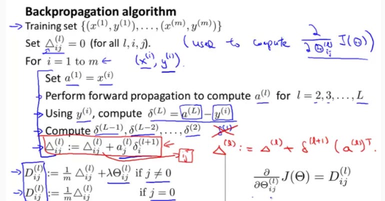 coursera Andrew Ng 机器学习第五周笔记 神经网络的学习过程