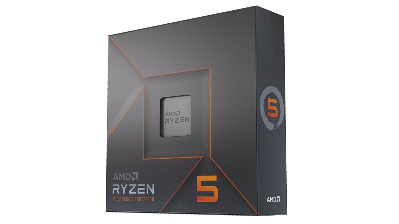 AMD Ryzen 5 7600X CPU on a white background
