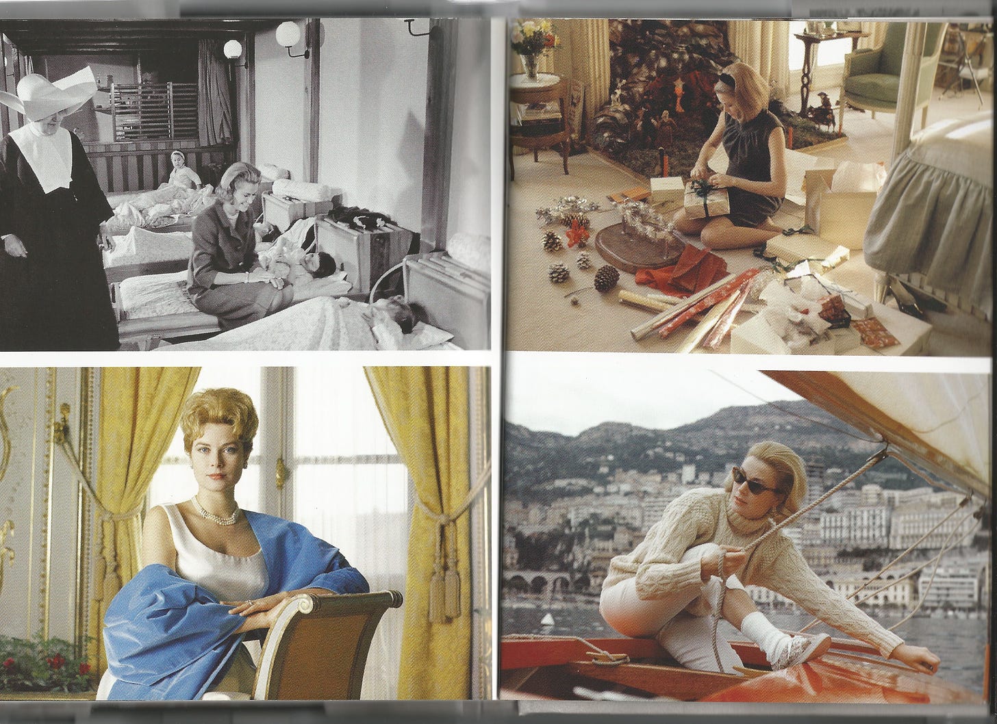 A scan from Remembering Grace featuring four photographs of Grace Kelly