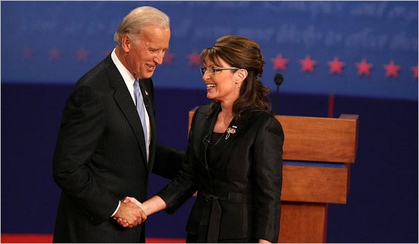 Cordial but Pointed, Palin and Biden Face Off - The New York Times