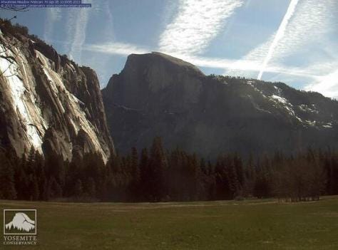 Chemtrails over Yosemite National Park.  April, 2013.