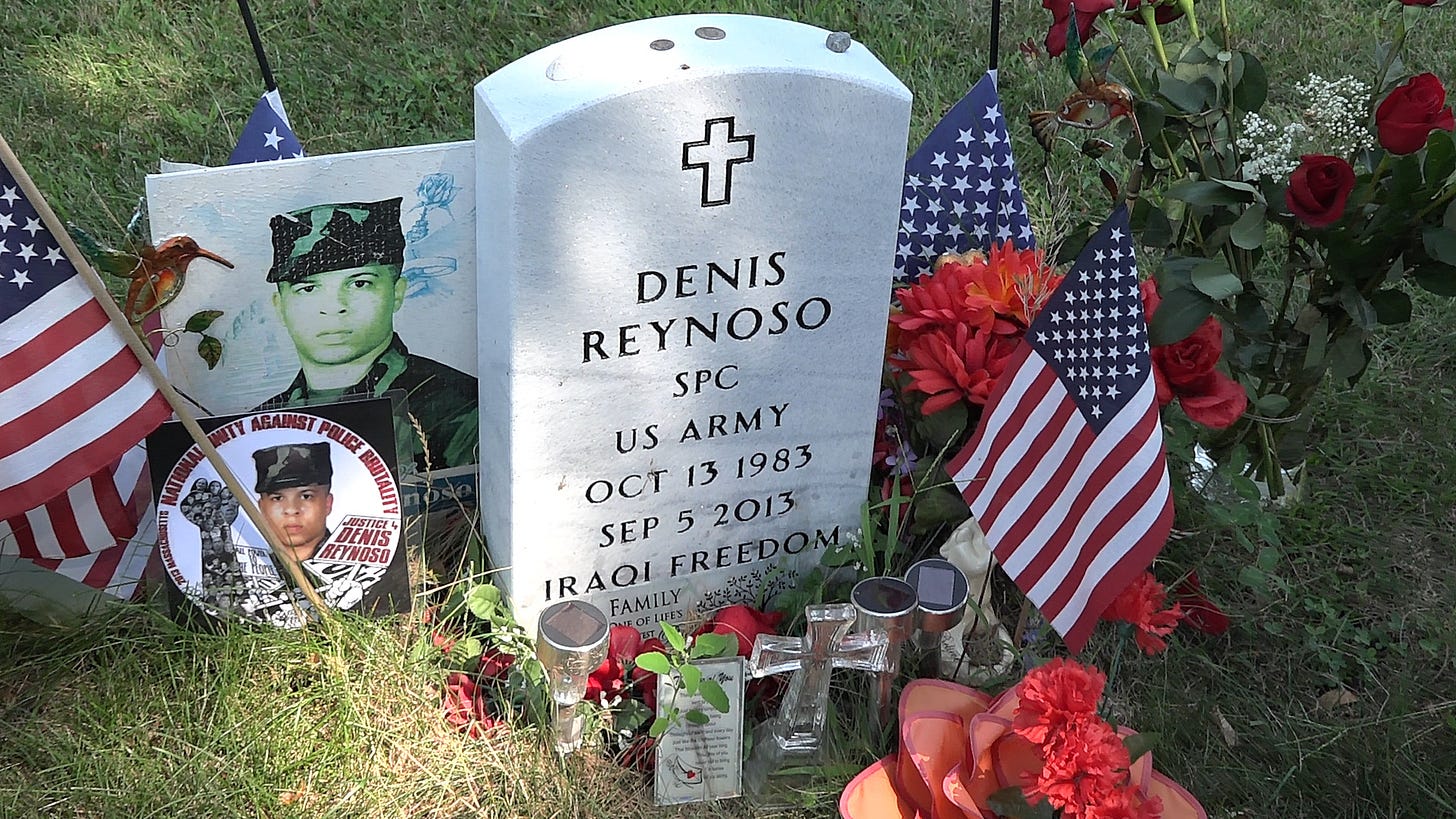 Denis Reynoso’s grave on September 5, 2014 — one year after he was shot dead by Lynn police.