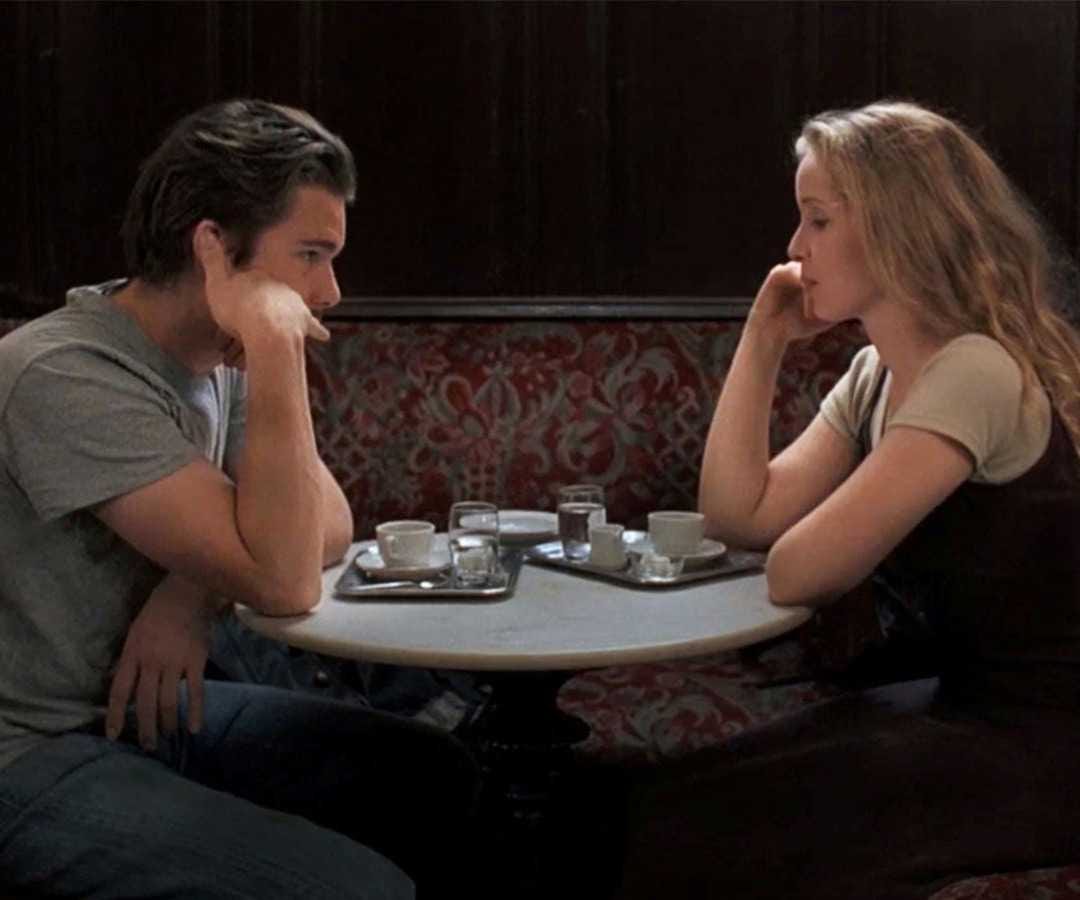 Before Sunrise - Jesse and Celine pretend to have a phone conversation.