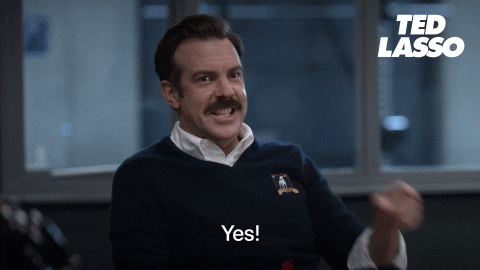 Ted Lasso pointing and saying "Yes"
