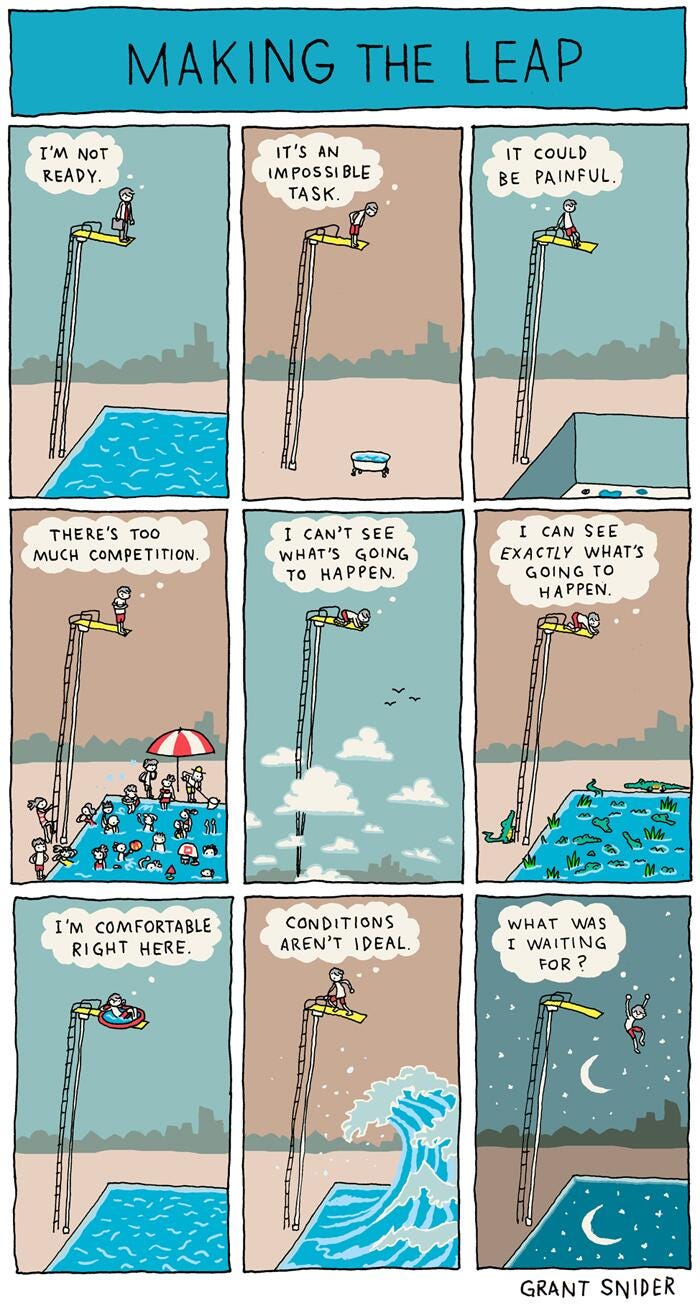 Grant Snider on Twitter: "A new comic about self-doubt and fear of heights:  http://t.co/yrYI0sYZZx http://t.co/YH930JRqRy" / Twitter